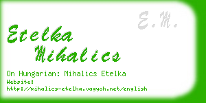 etelka mihalics business card